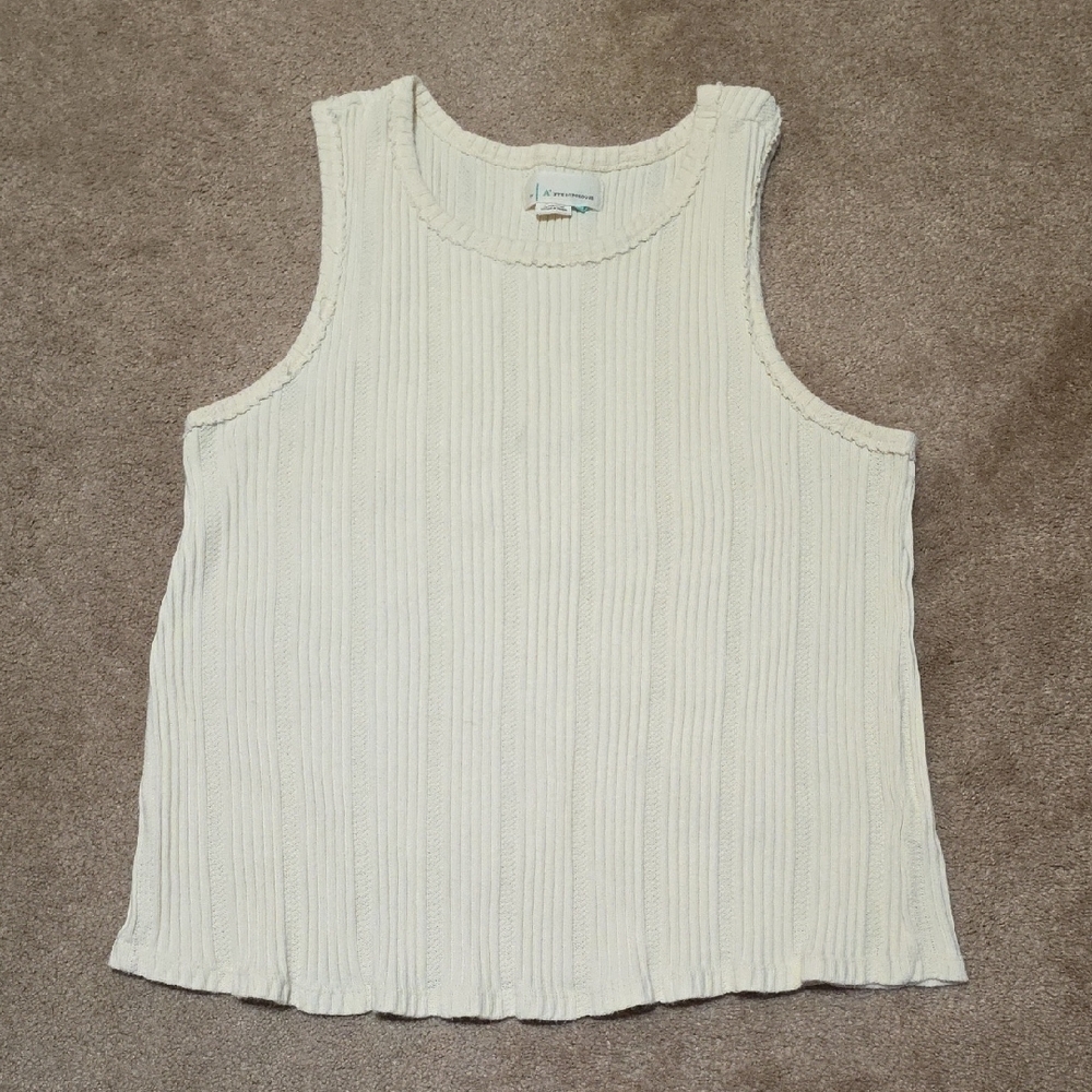 Anthropologie Ivory Ribbed Sleeveless Top